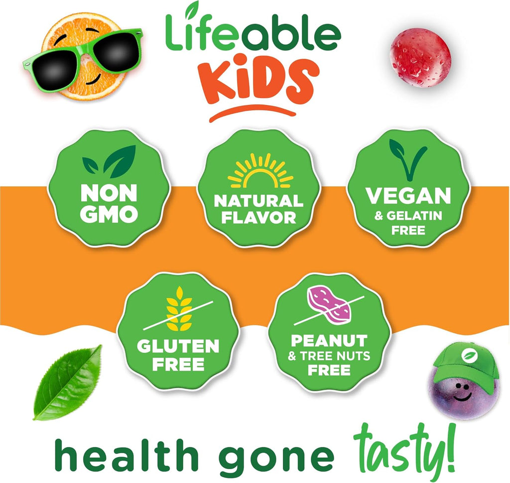 Lifeable Omega 3 for Kids Gummies | with Vegan DHA Supplement | Kids Omega 3 Fish Oil Alternative from Plant Based Flaxseed Oil | Great Tasting Supplement | 60 Gummies