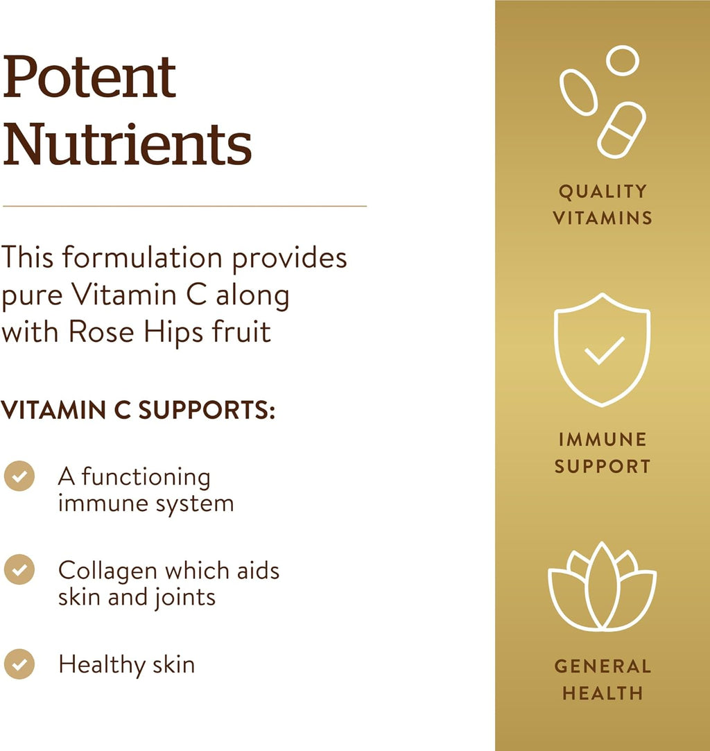 Solgar Vitamin C 1500 mg with Rose Hips, 180 Tablets - Antioxidant & Immune Support - Overall Health - Supports Healthy Skin & Joints - Non GMO, Vegan, Gluten Free, Dairy Free, Kosher - 180 Servings