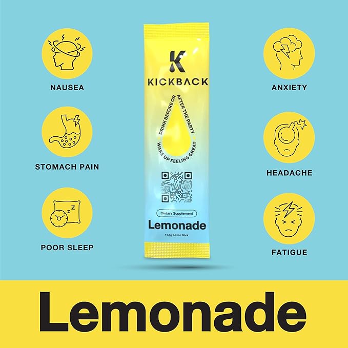 Kickback Morning Boost Lemonade 10 Pack – Electrolyte Hydration Beverage with Electrolytes & Vitamins for Enhanced Energy & Focus – Innovative Proprietary Drink for Liver & Gut Support