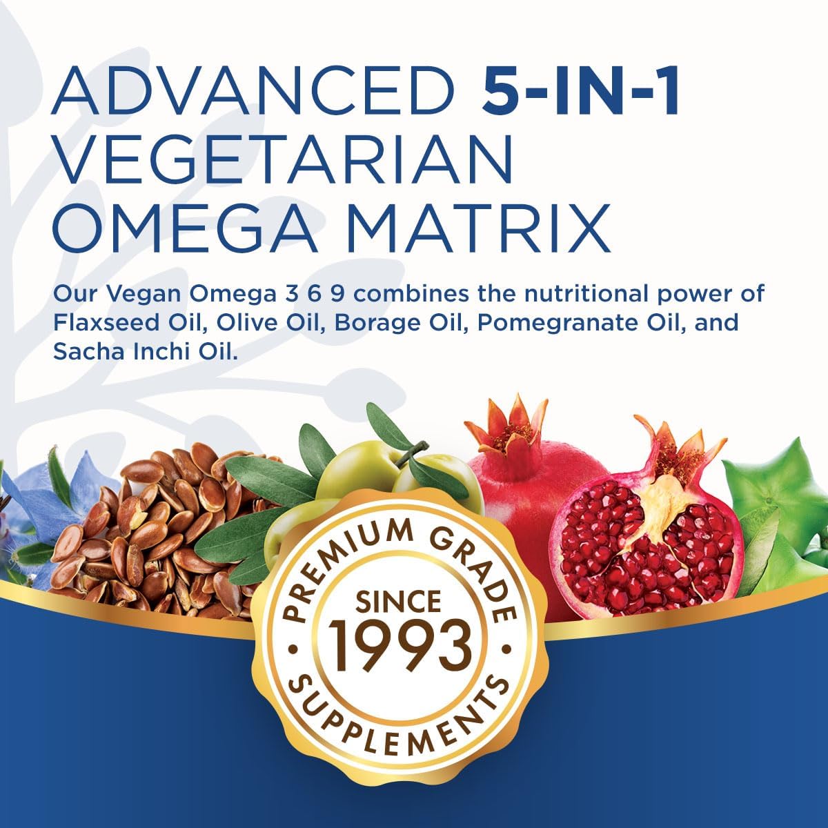 Purity Products Vegan Omega 3-6-9 Formula - “5 in 1” Essential Fatty Acid Complex - Scientifically Formulated Plant-Based Omega 3 6 9 Essential Fatty Acids (EFA) - 3 Month Supply - 180 Softgels