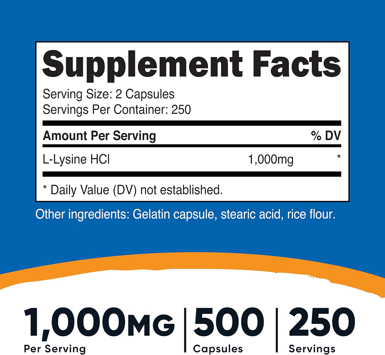 Nutricost L-Lysine 500mg (1000mg Serving), 500 Capsules (2 Bottles)