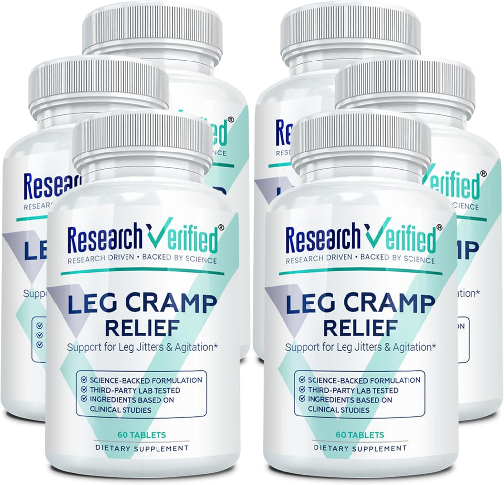 Research Verified Leg Cramps - Magnesium, B Vitamins, Ginger, Chamomile, BioPerine - Circulation Support - Vegan - 6 Month Supply