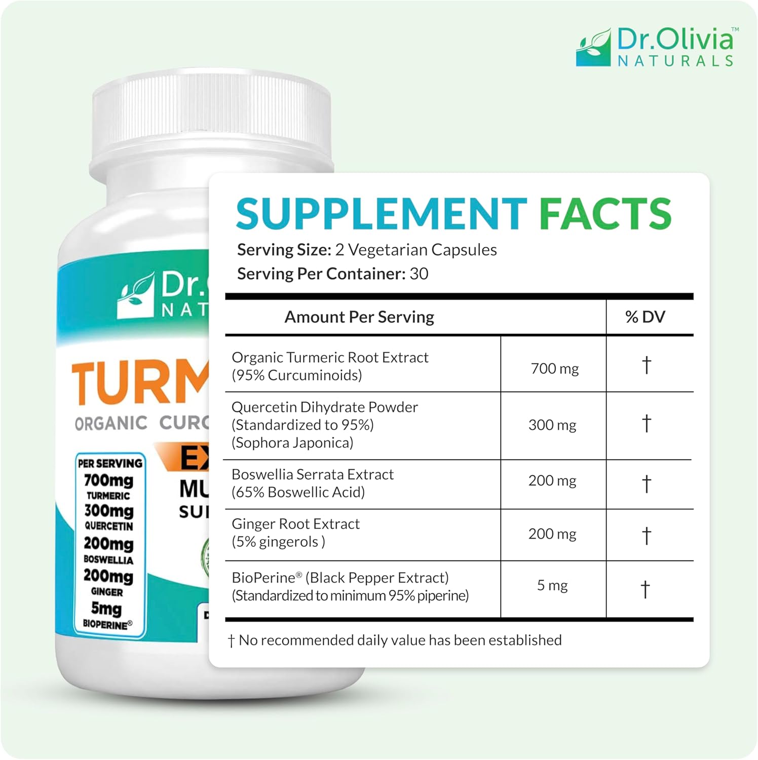 Organic Turmeric Complex - Turmeric Curcumin Supplement with Boswellia, Black Pepper, Ginger & BioPerine for Gut, Muscle, & Joint Support - 60 Capsules