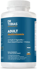 Dr. Tobias Adult Multivitamin for Women & Men, Immune Supporting Vitamins from 42 Fruits, Vegetables, Plus Probiotics, Vegan Multivitamins for Men & Women, Non-GMO, 180 Tablets, 60 Servings