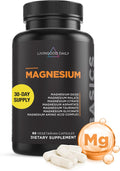 Livingood Daily Magnesium Supplement with Magnesium Glycinate, Citrate, Malate, Oxide, Aspartate, Amino Acid Complex and Chicory Root for Heart Health, Sleep and Muscle Support, 300mg, 60 Capsules