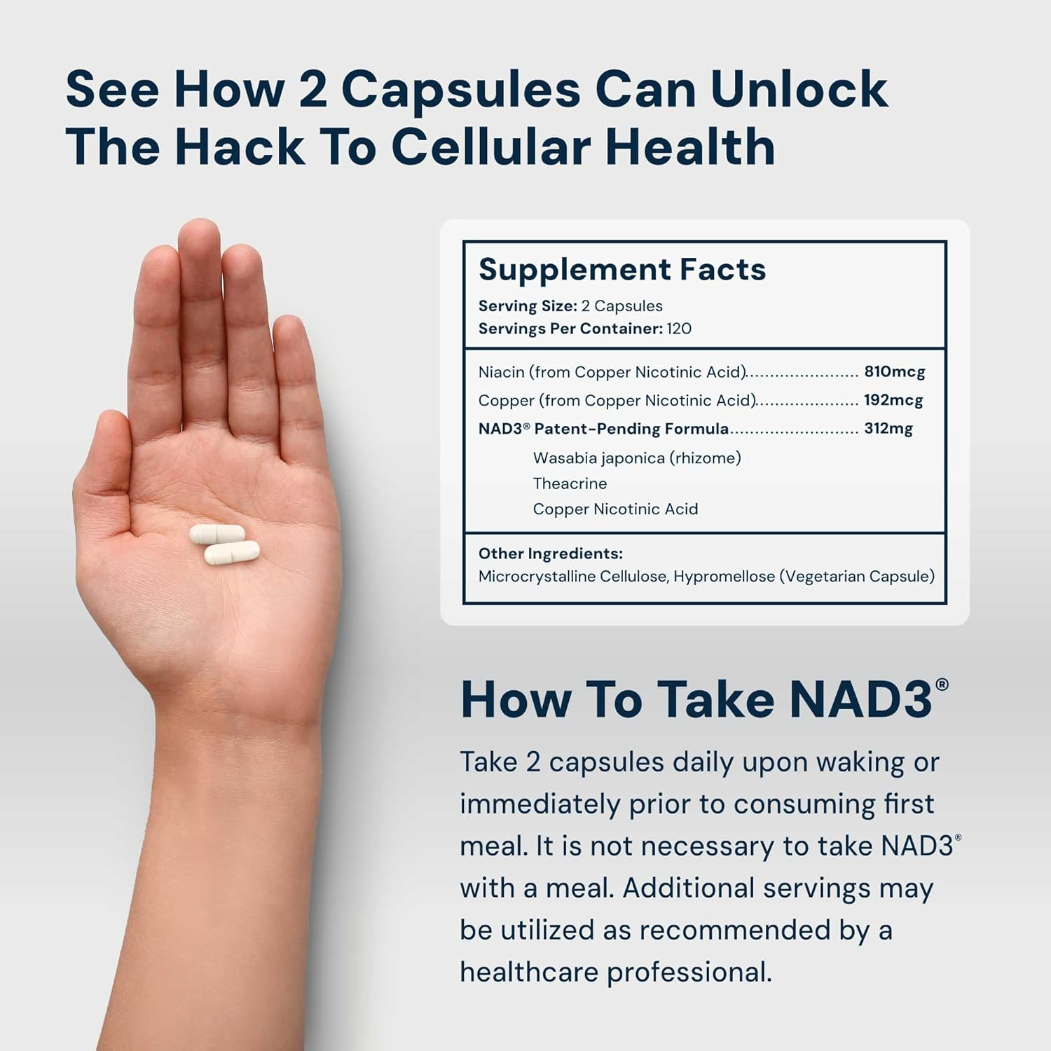 HPN NAD3 Clinical NAD+ Booster, Cellular Health & Natural Energy - NAD Supplement for Healthy Aging, Metabolic Support, NRF2 & Longevity, Nicotinamide Riboside & NMN Alternative, 240ct, 120-Day Supply
