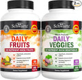 Daily Fruits and Veggies Supplement for Women and Men - 47 Whole Food Fruits and Vegetables - Diverse Natural Balance of Vitamins Minerals and Noni - 180 Fruit Capsules, 180 Veggie Capsules (2 Pack)