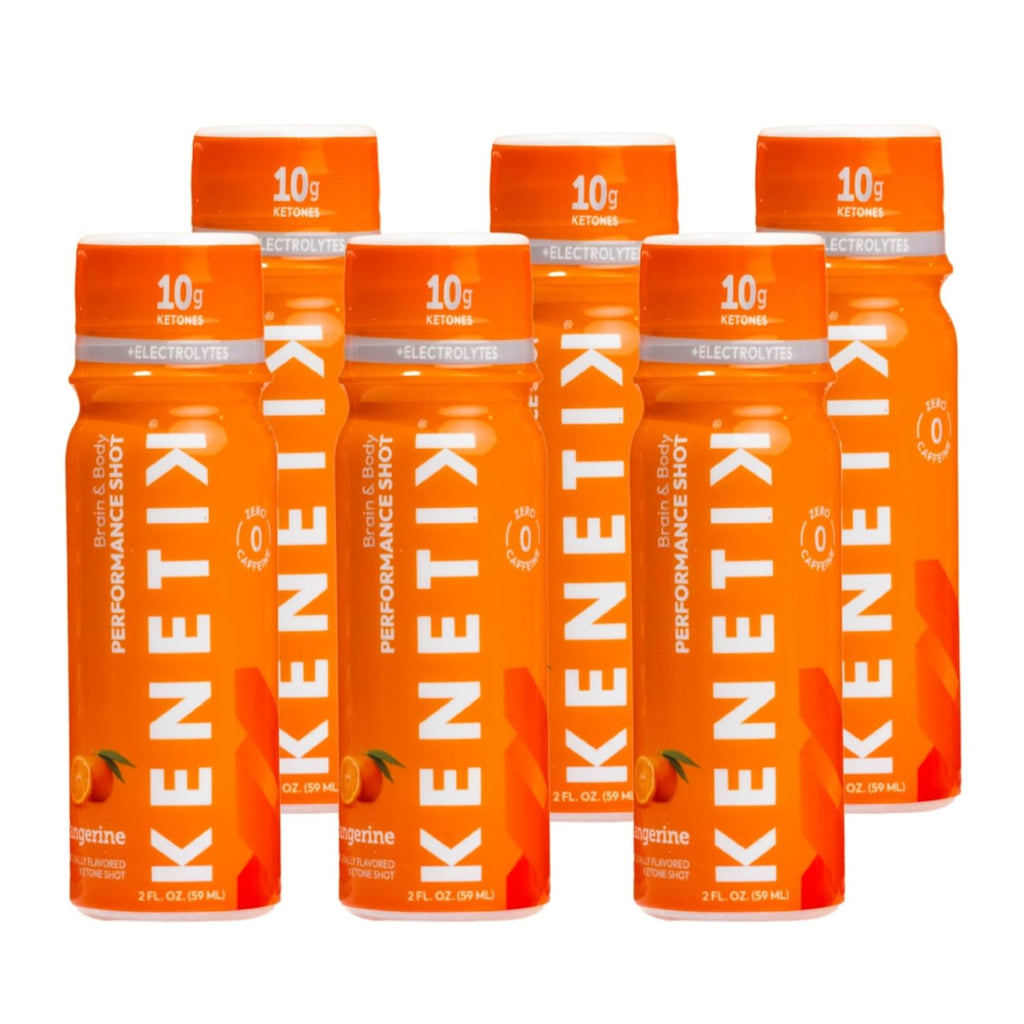 KENETIK Ketone Shots, 10g Ketones for Daily Focus, Clarity, & Energy, Electrolytes for Performance & Hydration, Gluten Free, Sugar Free, Caffeine Free, Non GMO, Tangerine, 2 oz, 6 Pack