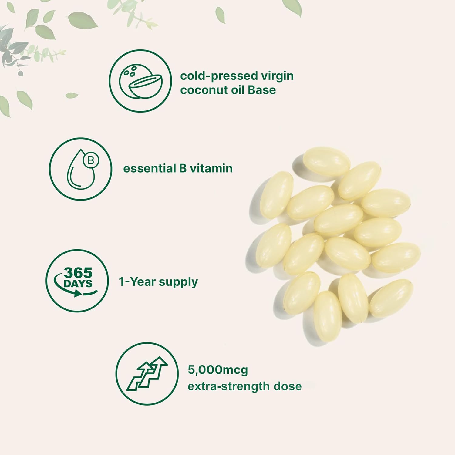 Micro Ingredients Biotin 5,000mcg | 365 Virgin Coconut Oil Softgels, Fast Release, One Year Supply | Supports Healthy Hair, Skin, & Nails | Non-GMO, No Gluten