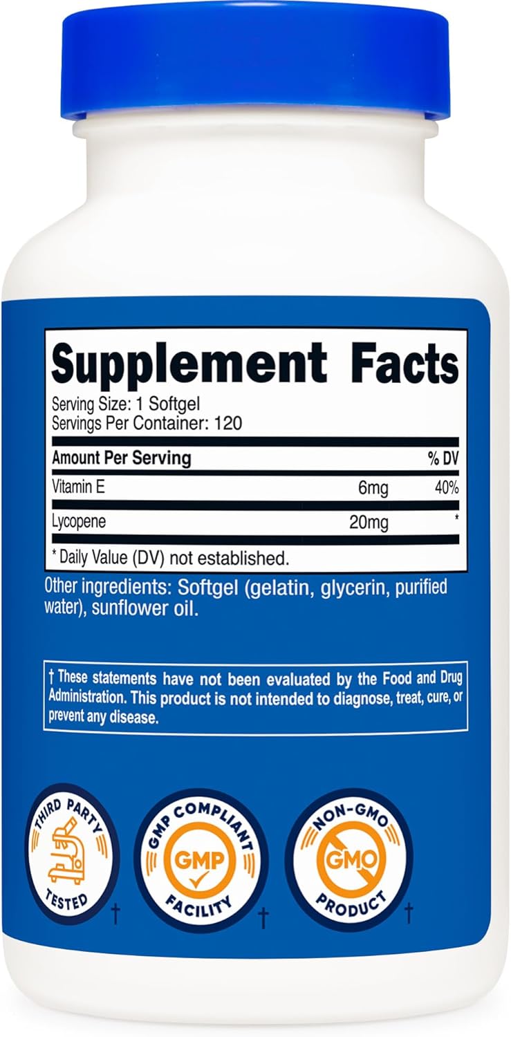 Nutricost Lycopene (20mg) 120 Softgels - Gluten Free, Non-GMO