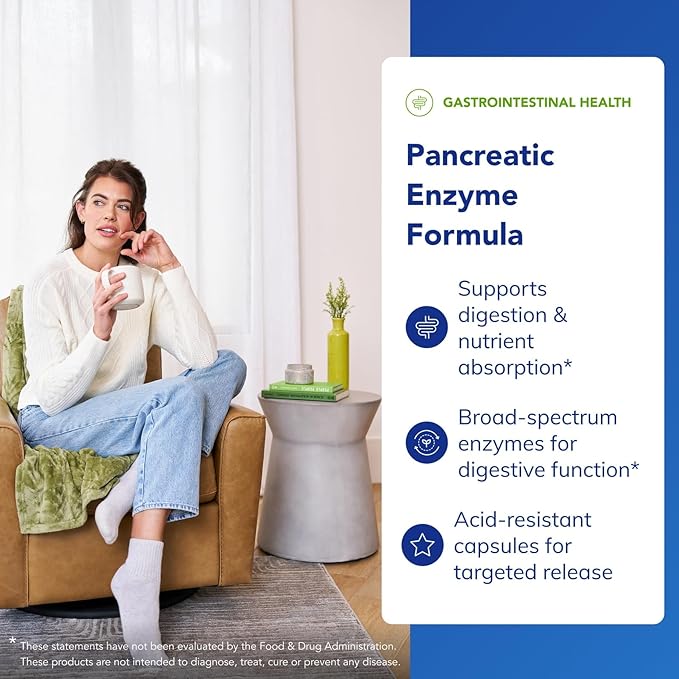 Pure Encapsulations Pancreatic Enzyme Formula - Digestive Enzymes for Digestion - Strengthens Gut Health* - Targeted Delivery Capsules - Gluten Free & Non-GMO - 180 Capsules