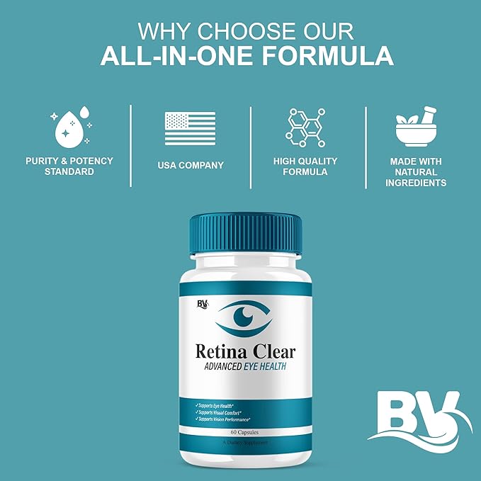 (2 Pack) Retina Clear Advanced Eye Health Supplement, Retina Clear Max Strength Overall Vision & Wellness Supplement, RetinaClear Advanced Vision Support and Eye Health Formula Pills (120 Capsules)