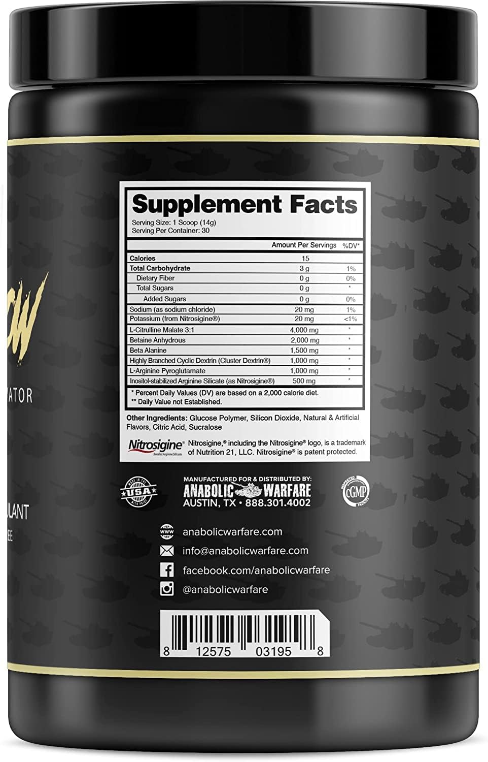 Anabolic Warfare Pump-N-Grow Muscle Pump Supplement Caffeine Free Pre Workout with L-Citrulline, L-Arginine, Beta-Alanine (Fruit Explosion– 30 Servings)