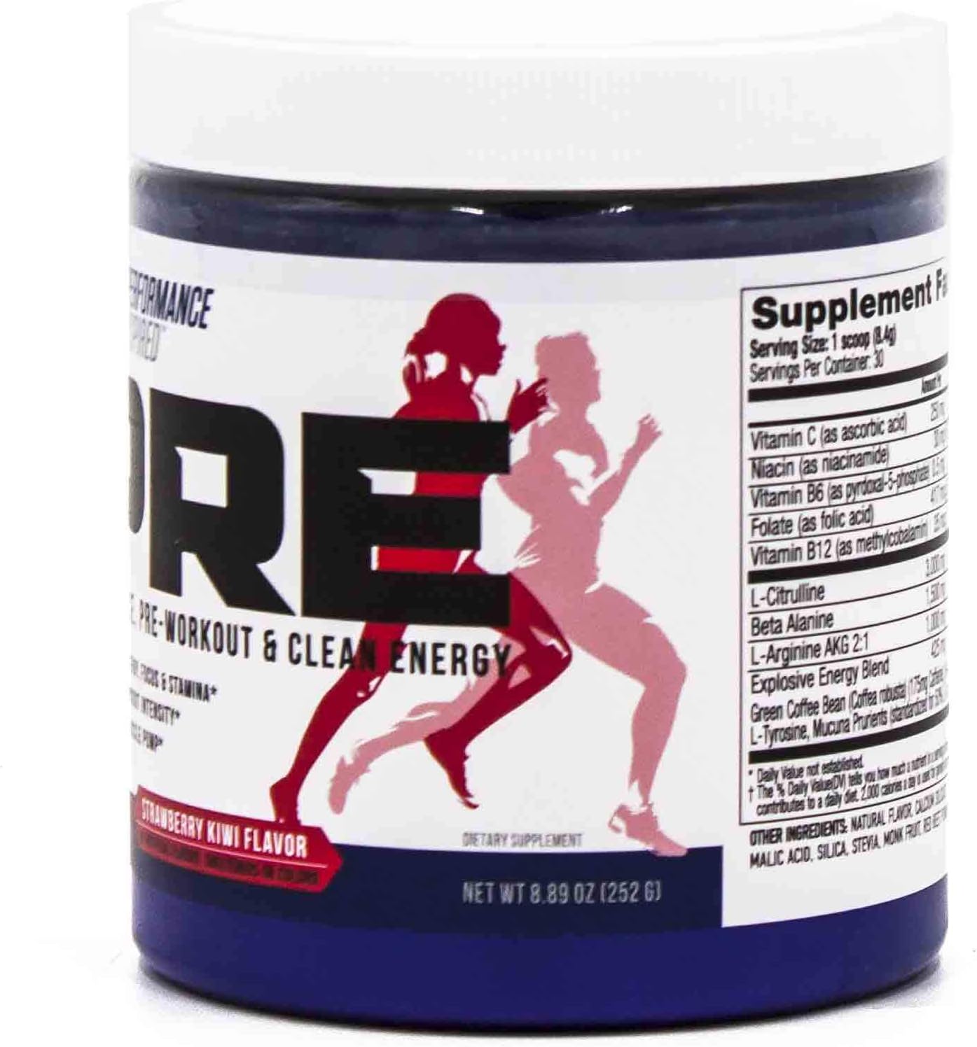 PERFORMANCE INSPIRED Nutrition - APEX Pre Workout Powder - Increase Energy & Endurance - Caffeine - Beta Alanine - All Natural - Vegan Formula - Strawberry Kiwi