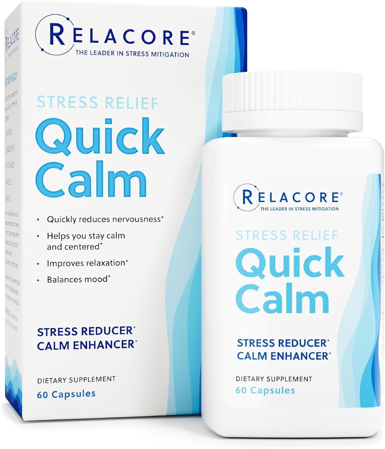 Quick Calm Mood Support Supplement with Ashwagandha, L-Theanine, Rapid Stress Relief and Relaxation – Cortisol Supplement - 60 ct