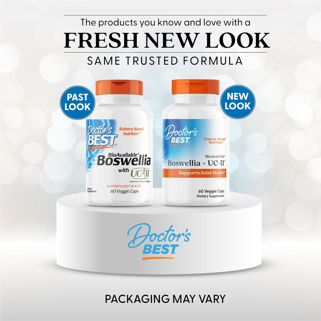 Doctor's Best BioAvailable Boswellia + UC-II, Supports Joint Health, Non-GMO, Gluten Free, Soy Free 60 Veggie Caps