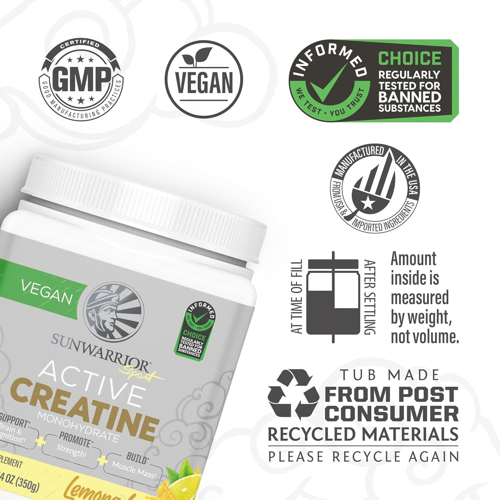 Creatine Monohydrate Powder Micronized PreWorkout Recovery Supplement Support Muscle Building Strength Training Cognition Vegan & Keto Friendly, Easily Mixes 50 Servings Lemonade Flavored