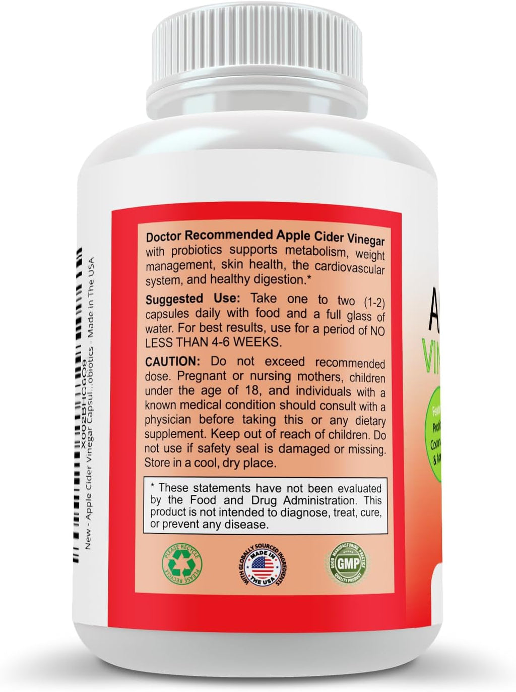 Apple Cider Vinegar Capsules - (120 Veggie Capsules) Organic ACV Supplement with Probiotics - 1500mg per Serving - Supports General Wellness & Digestive Balance - Non-GMO, Made in USA