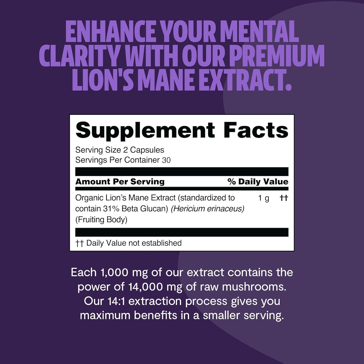 FreshCap Lions Mane Supplement Capsules 14,000mg - Lion's Mane Mushroom Extract for Brain Support, Premium Ayurveda Organic LionsMane Mushroom for Memory, Focus & Clarity (180 Capsules)