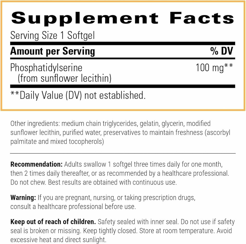 Integrative Therapeutics Phosphatidylserine - Brain Function Support Supplement* - Supports Healthy Stress Response* - Gluten-Free, Soy-Free & Dairy-Free - 60 Softgels (60 Servings)