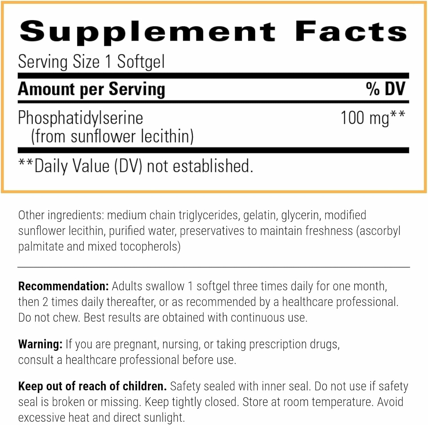 Integrative Therapeutics Phosphatidylserine - Brain Function Support Supplement* - Supports Healthy Stress Response* - Gluten-Free, Soy-Free & Dairy-Free - 60 Softgels (60 Servings)