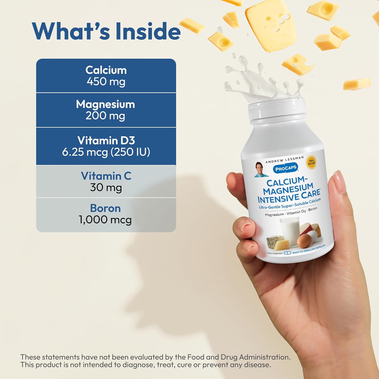 ANDREW LESSMAN Calcium Magnesium Intensive Care 360 Capsules - Bone and Skeleton Health Essentials. Easy to Swallow Capsules, Super Soluble Fine Powder. Gentle to Even The Most Sensitive Stomachs