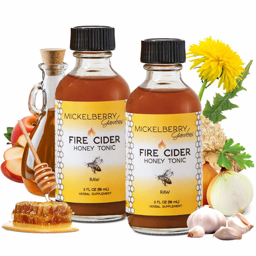 Fire Cider Apple Cider Vinegar Honey Tonic with Organic Turmeric Root, Ginger Root & Dandelion - Natural Digestive & Immune Support, 2 ounces (Pack of 2)
