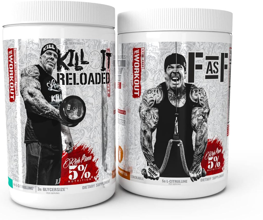 5% Nutrition 2-Stack | Reloaded + FullAF | Pre-Workout + NO Booster Pre (Select Your Flavors)