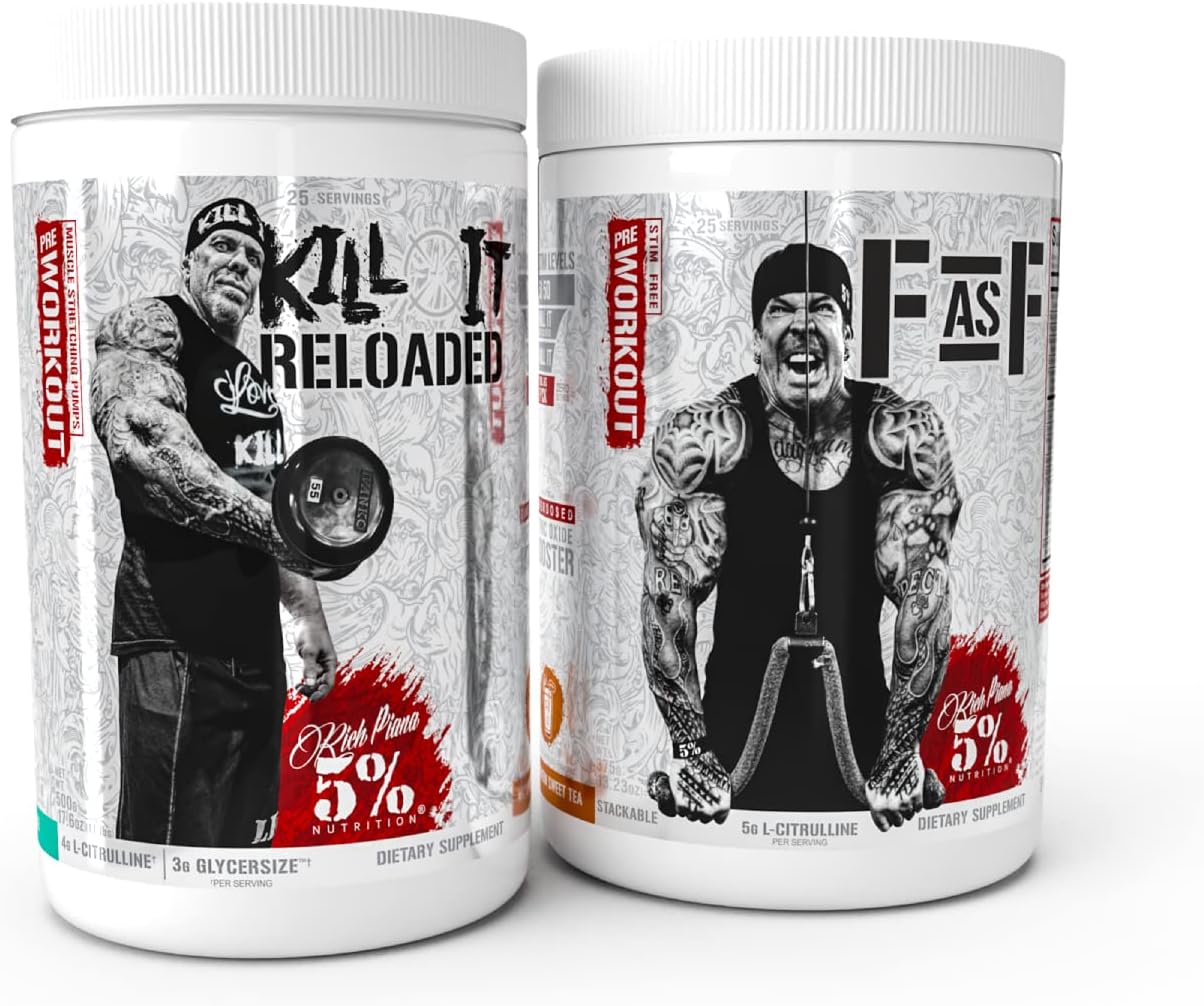 5% Nutrition 2-Stack | Reloaded + FullAF | Pre-Workout + NO Booster Pre (Select Your Flavors)