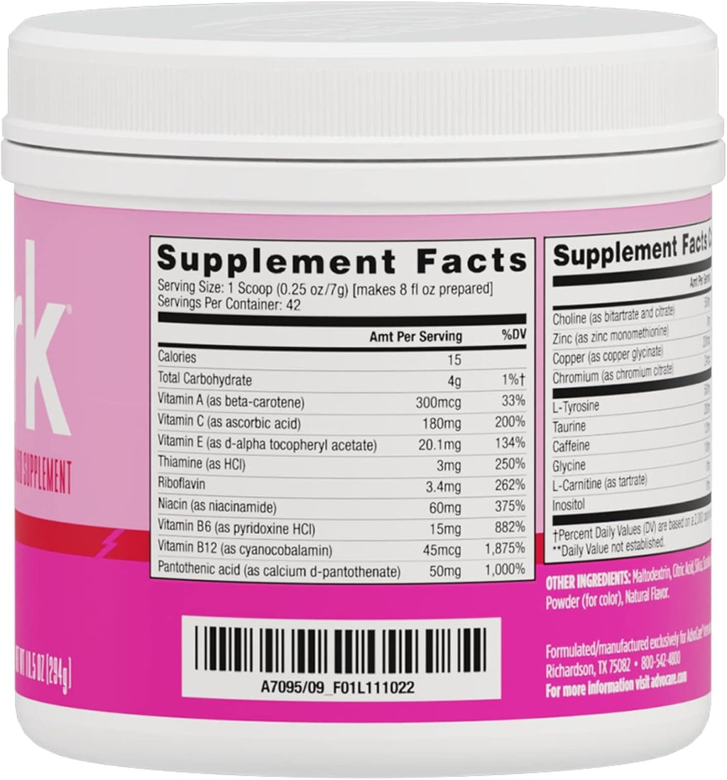 AdvoCare Spark Vitamin & Amino Acid Supplement - Focus & Energy Drink Powder Mix with Vitamin A, B-6, C & E - Also Includes L-Carnitine & L-Tyrosine - Pink Lemonade - 10.5 oz