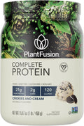 PlantFusion Complete Vegan Protein Powder - Plant Based Protein Powder With BCAAs, Digestive Enzymes and Pea Protein - Keto, Gluten Free, Soy Free, Non-Dairy, No Sugar, Non-GMO - Cookies & Cream 1 lb