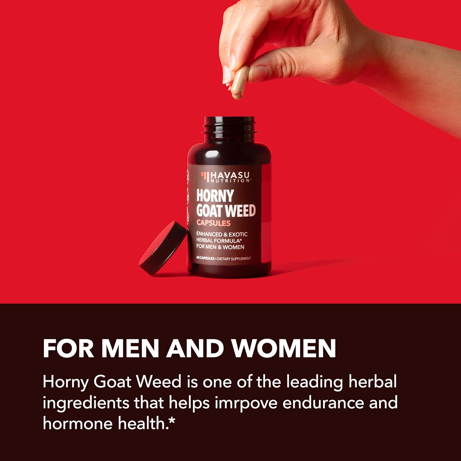 Horny Goat Weed Capsules for Men & Women - Extra Strength Performance & Energy Support with Tongkat Ali, Muira Puama, and Saw Palmetto - 1 Month Supply Herbal Supplement for Increased Endurance