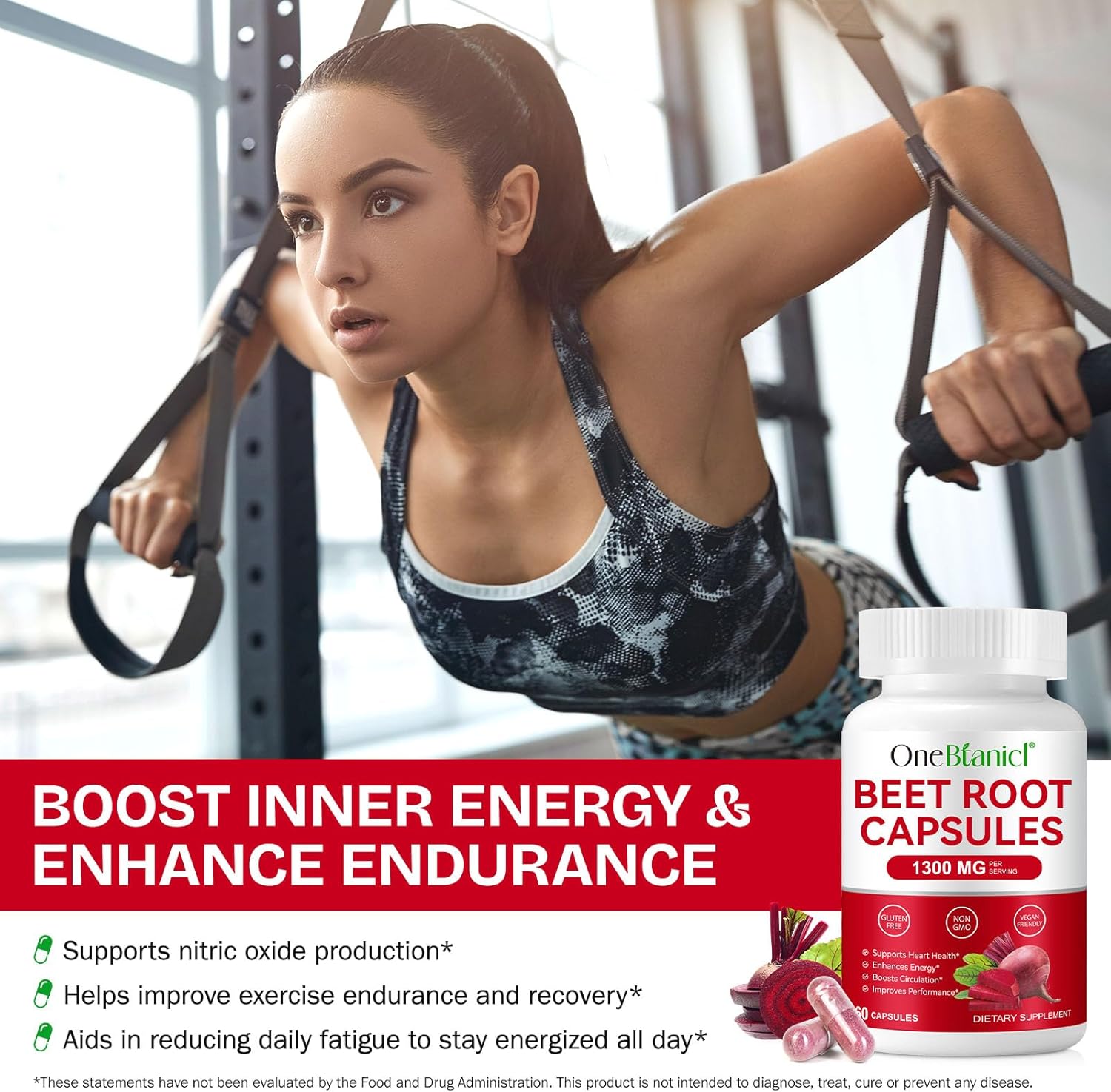 Organic Beet Root Capsules, Beetroot Capsules 1300mg, Beetroot Powder Supports Nitric Oxide Production, Blood Pressure, Enhances Energy, Digestive & Immune (60 Count (Pack of 1))