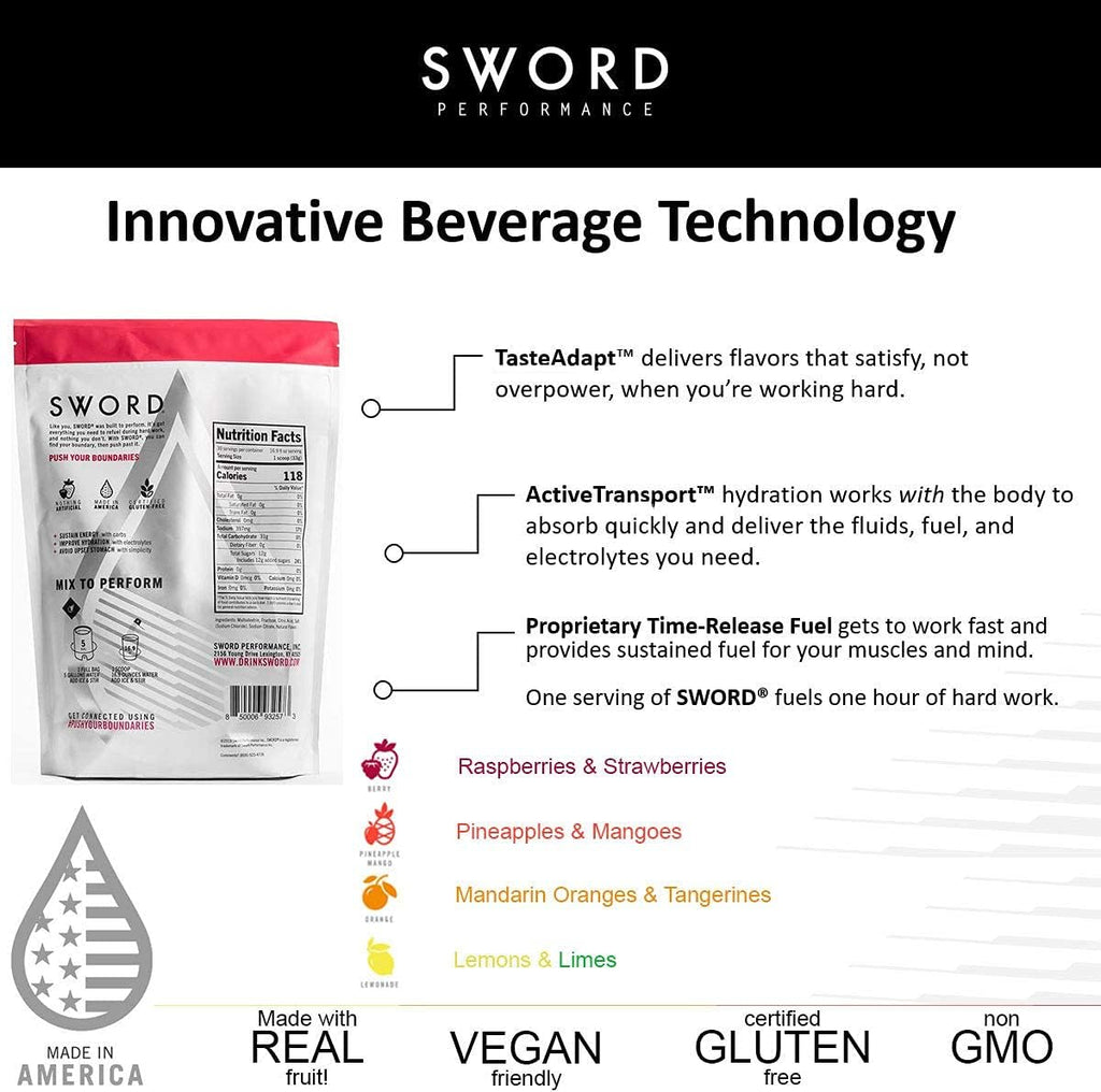 SWORD PERFORMANCE Electrolyte Replenisher Powder Drink Mix, Orange, 30-Serving Resealable Bag w/Scoop