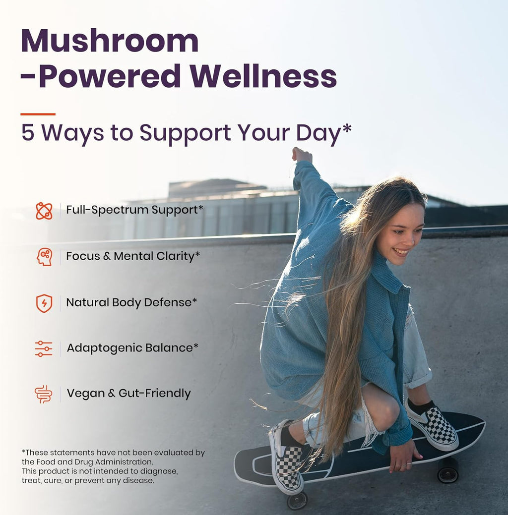 VEV Mushroom Gummies for Adults - 12x Mushroom Supplement with Lions Mane, Reishi, Cordyceps, and Turkey Tail - Ashwagandha - 90 Vegan Gummies