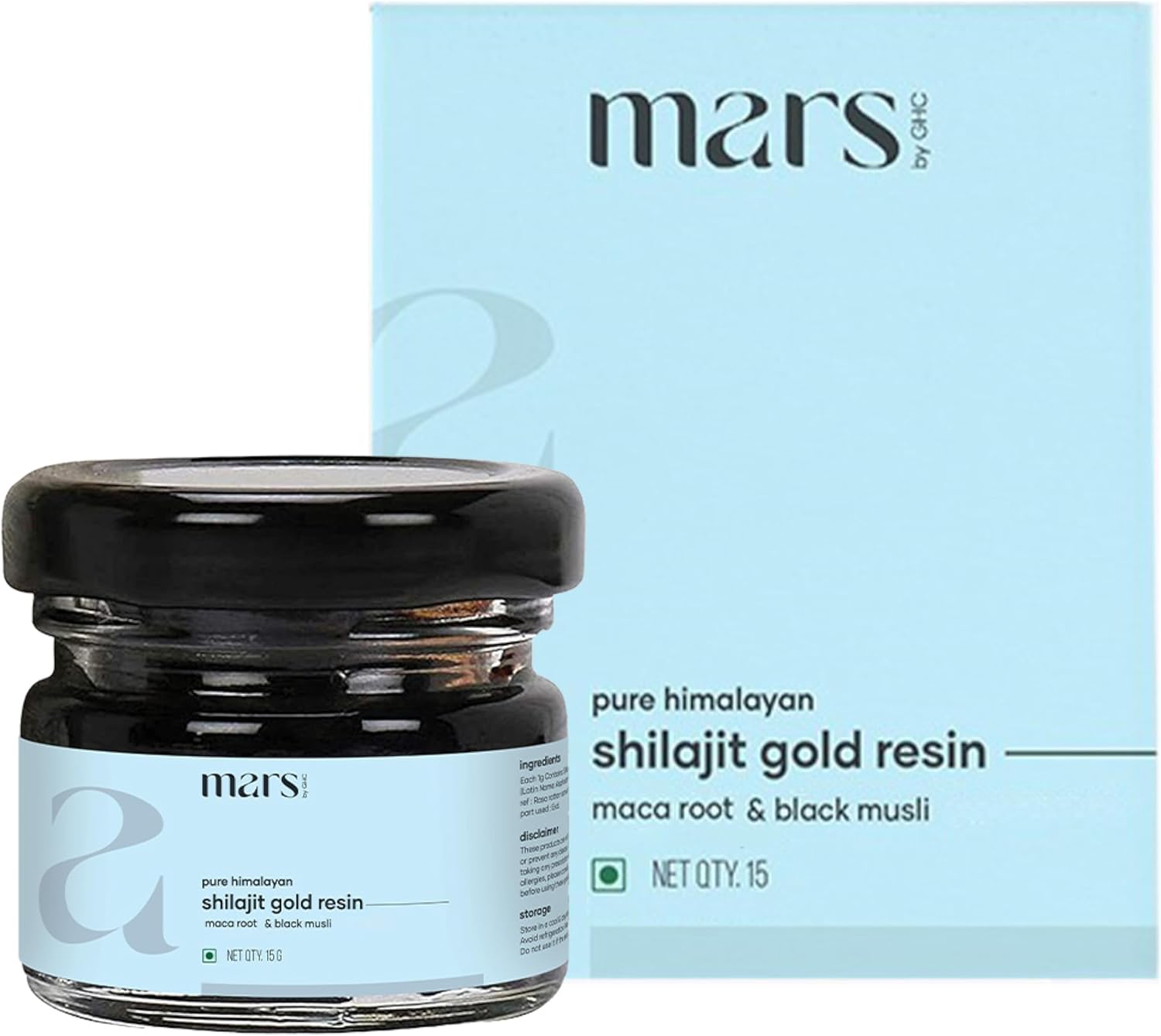Mars Himalayan Shilajit Gold Resin Extracted from High-Altitude Himalayas | Supports Energy, Vitality & Wellness | 15g - Pack of 1