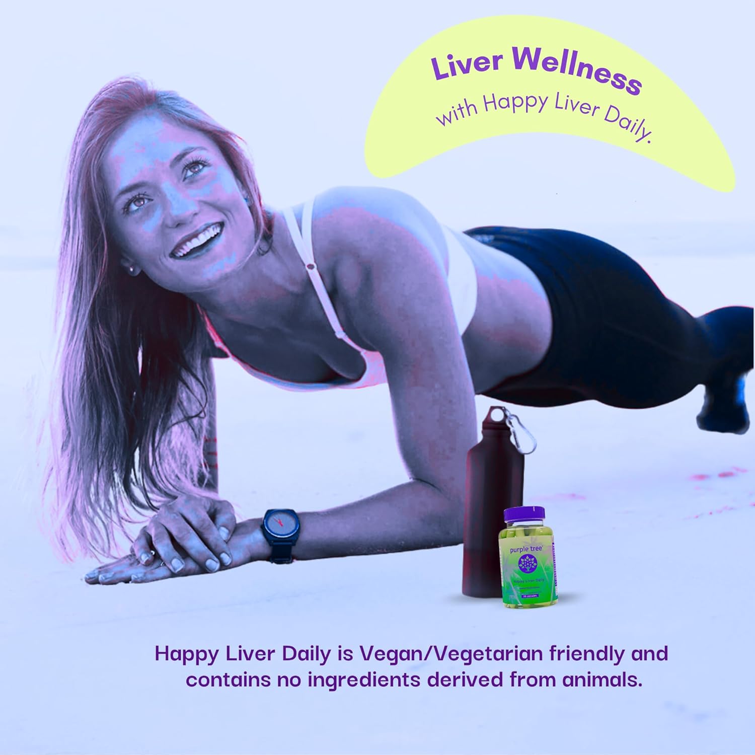 purple tree Happy Liver Daily | Liver Support & Cleanse Supplement with Milk Thistle 80% Silymarin, Dandelion, Artichoke, Vine Tea DHM & Vitamins | Daily Liver Wellness Formula | 60 Vegan Capsules