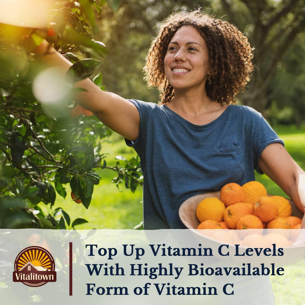 Vitalitown Vitamin C Complex 1000mg with Rose HIPS, Bioflavonoids, Turmeric & Echinacea, Daily Immune Support, Collagen Booster & Powerful Antioxidant, Vegan, 90 Tablets