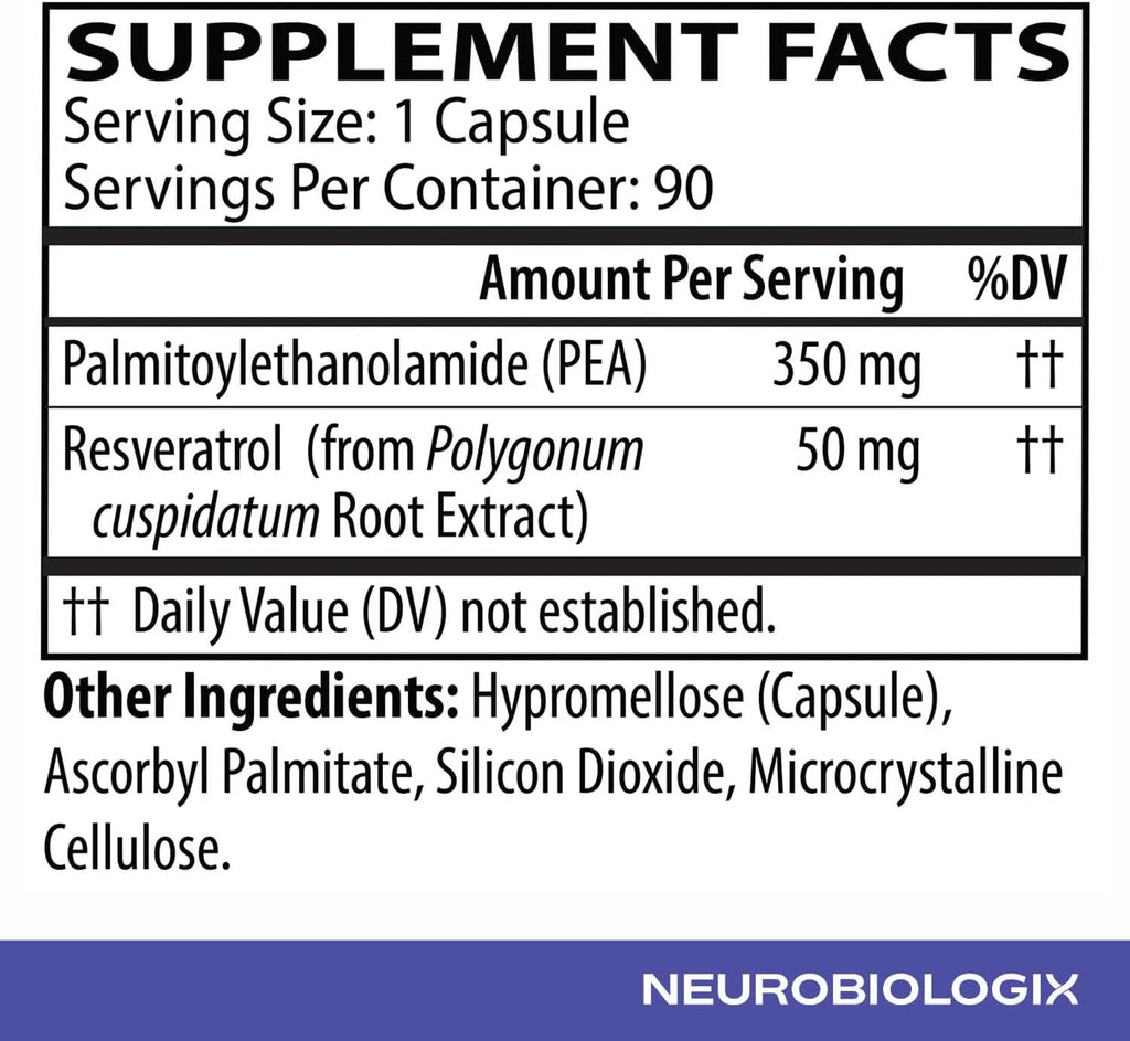 Neuro biologix Pea Soothe Support for Men and Women, Pea & Resveratrol Formula for Comfort, Mobility, Nerve Health & Muscle Recovery, Gluten Free, Non GMO, Vegan Capsules, 90 Count
