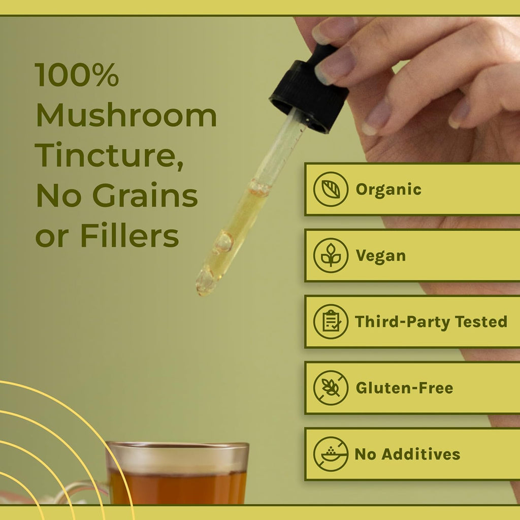 Naturealm Lion’s Mane Mushroom Liquid Tincture Supplement – Focus, Memory & Brain Health, Vegan, Non-GMO – Organic Fruiting Bodies, 1 Month Supply