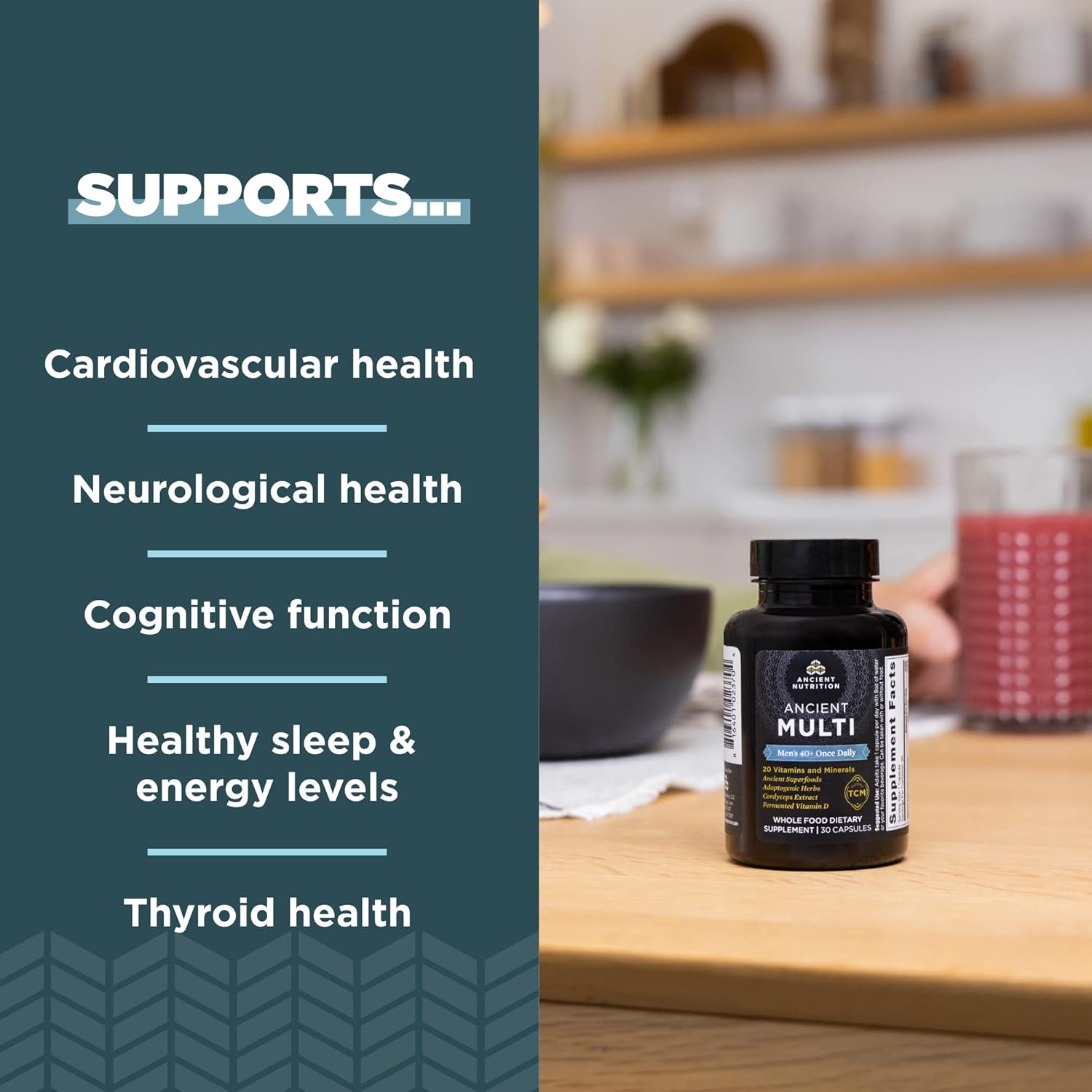 ANCIENT NUTRITION Men's 40+ 1-Day Multivitamin, 30 CT