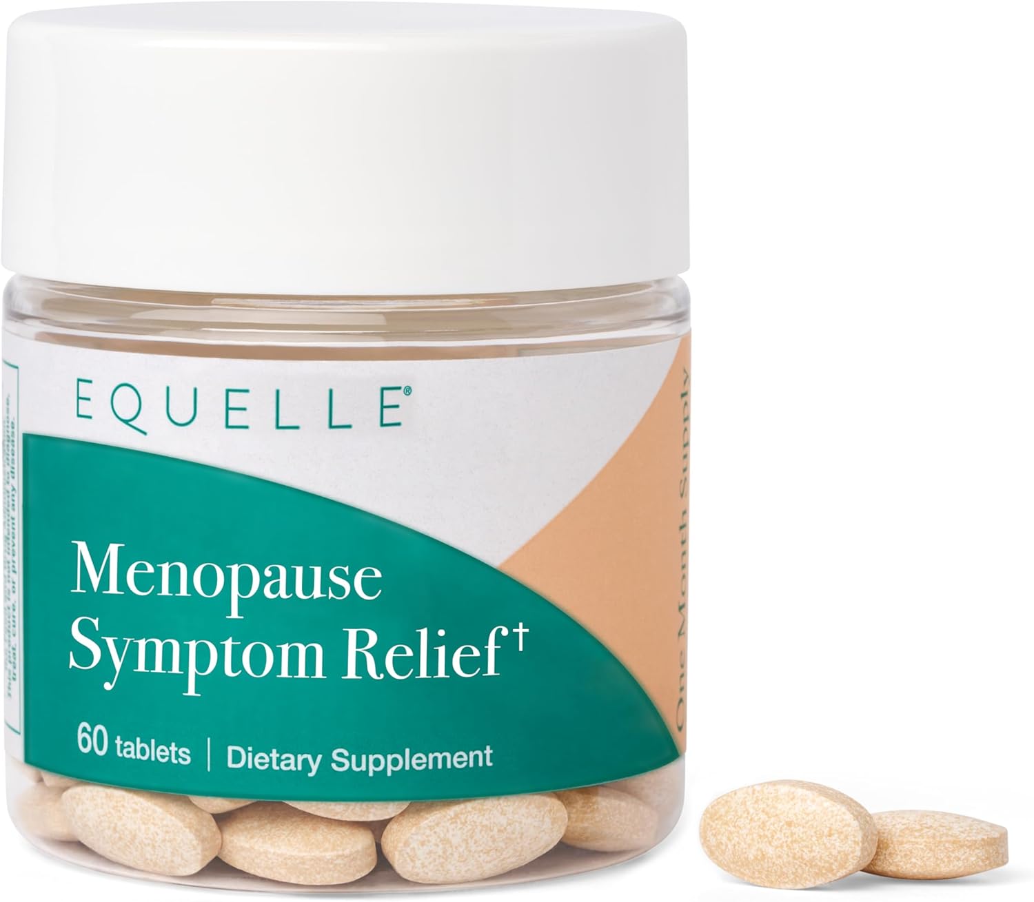 EQUELLE Multi-Symptom Menopause Relief Supplement for Women, Plant-Based S-Equol, Non-Hormonal & Non-Prescription, Fewer Hot Flashes, More Sleep, Relieves Muscle Aches, 60 Tablets
