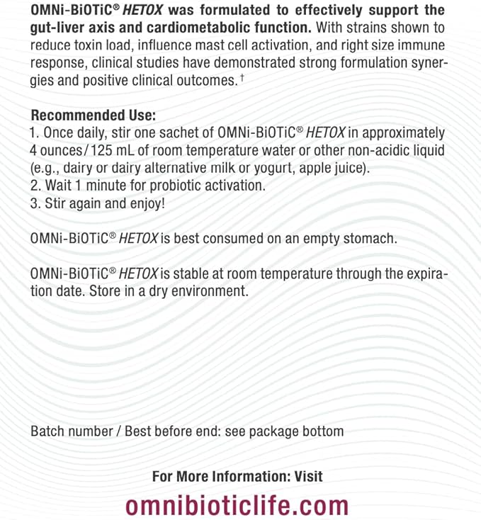 OMNi BiOTiC HETOX Probiotic Liver Detox - Bifidobacterium & Lactobacillus Probiotic Supplement - Hypoallergenic Gut-Liver Support - Non-GMO Detox Cleanse for Men and Women