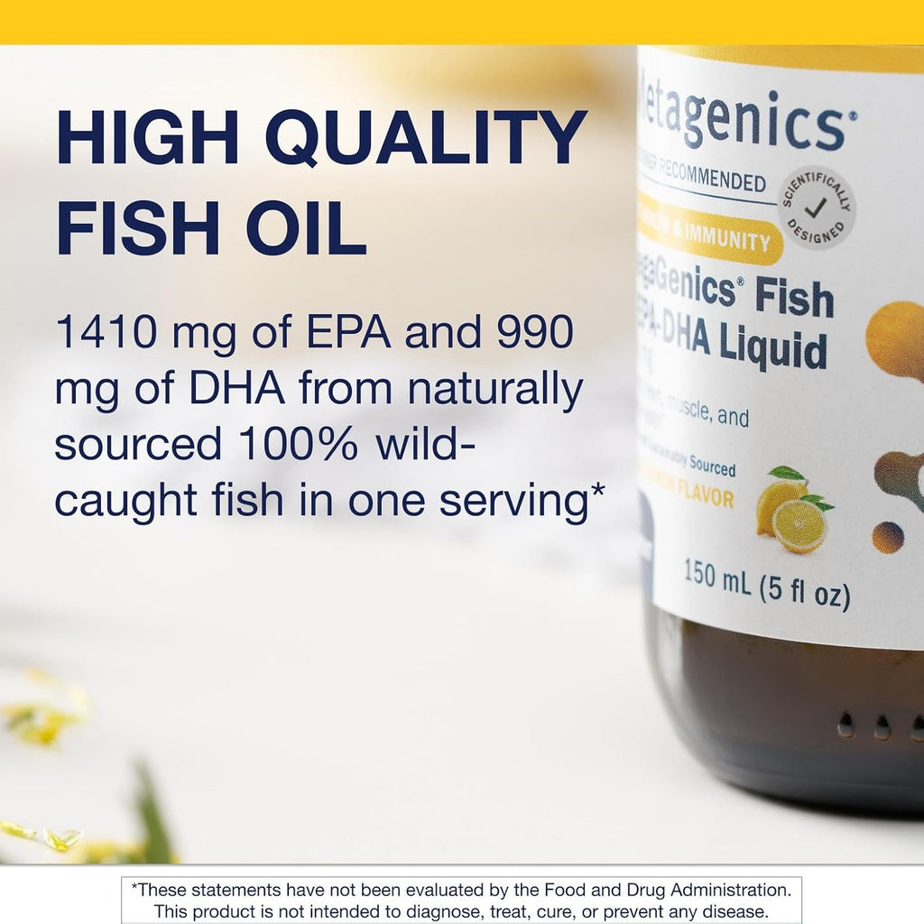 Metagenics OmegaGenics Fish Oil EPA-DHA 2400 mg - Fish Oil Supplement - High Potency - Supports Heart Health & Immune Function* - Lemon Flavor - Non-GMO & Gluten-Free - 30 Servings