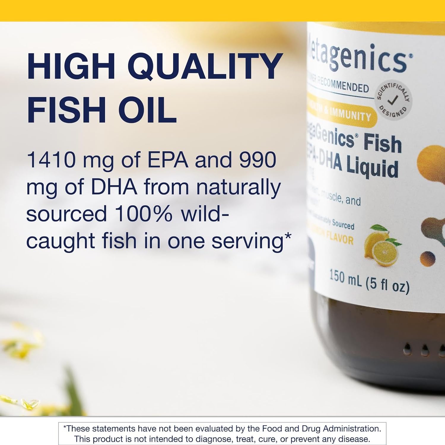 Metagenics OmegaGenics Fish Oil EPA-DHA 2400 mg - Fish Oil Supplement - High Potency - Supports Heart Health & Immune Function* - Lemon Flavor - Non-GMO & Gluten-Free - 30 Servings
