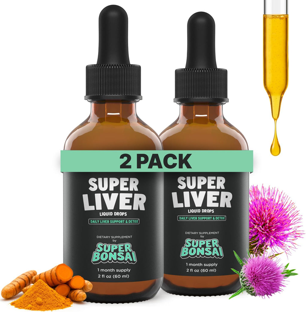 SUPERBONSAI Super Liver Support with Milk Thistle - All Natural Liver Cleanse Detox & Repair Aid - Doctor-Formulated Liver Supplement - Liquid Herbal Formula for Liver Health - 2 Month Supply (2 Pack)