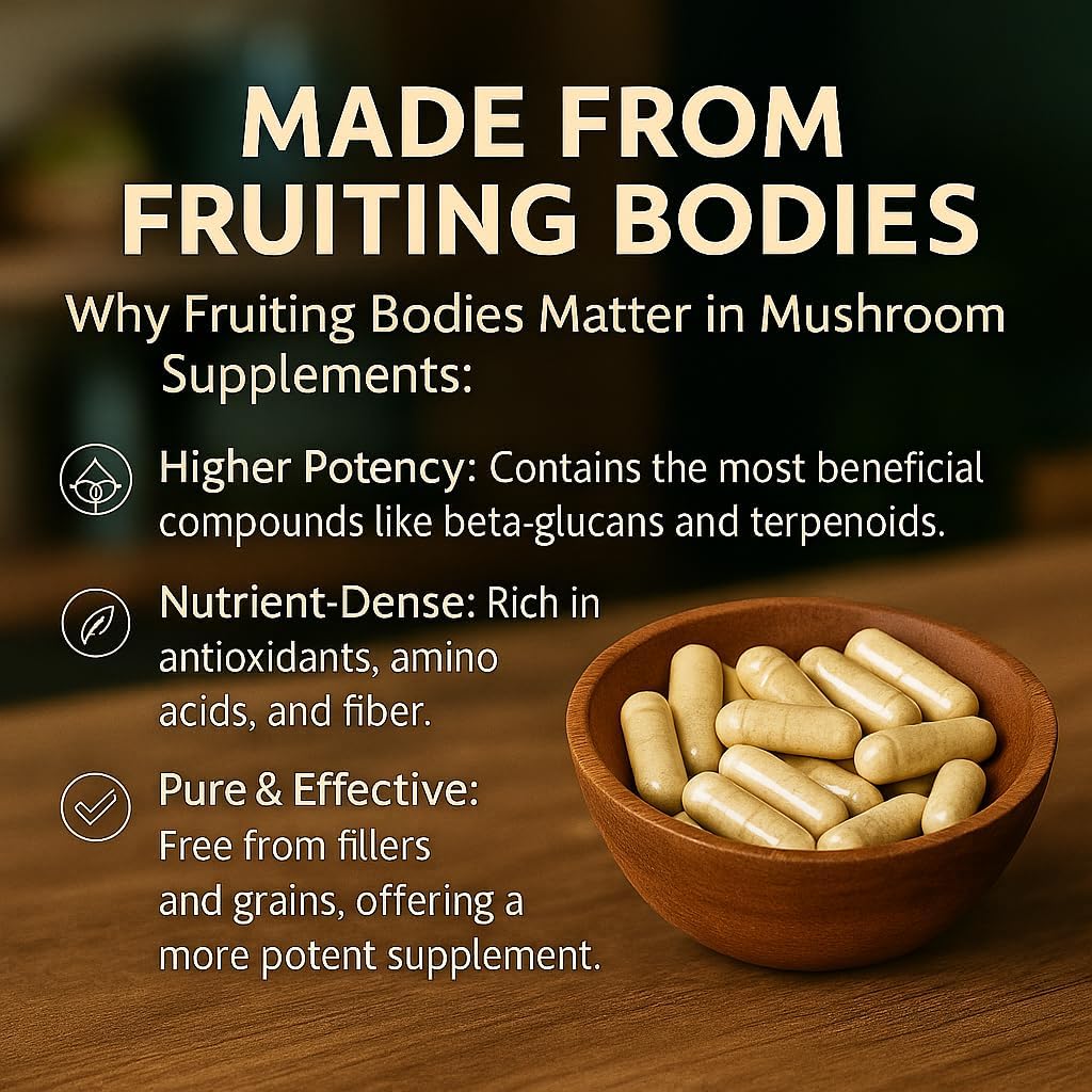 Me First Living Mushroom Complex Supplement 10 in 1 with Lions Mane, Cordyceps, Turkey Tail, Reishi, and More. High Strength Nootropic Brain Supplements for Memory & Focus - Lions Mane Supplement