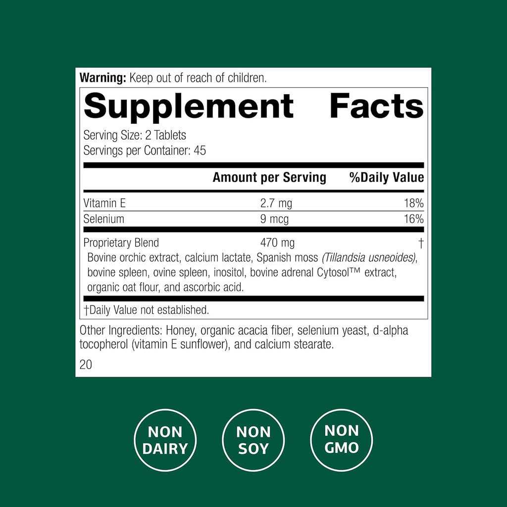 Standard Process Cataplex E2 - Vitamin E & Selenium Supplement for Cardiovascular & Cellular Health - Antioxidant Support for Heart Health - Non-Dairy & Non-Soy - 90 Tablets