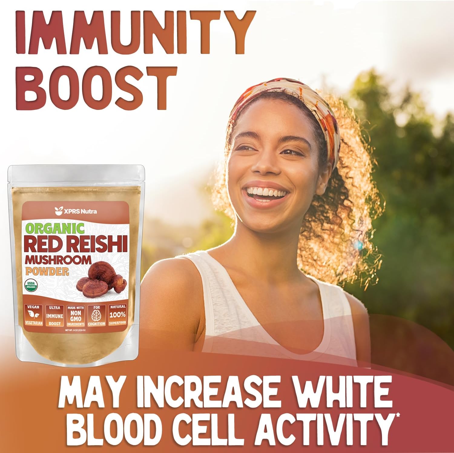 XPRS Nutra Organic Red Reishi Mushroom Powder - Premium Reishi Powder for Cognition - Vegan Reishi Mushrooms for Longevity and Energy (4 Ounce)