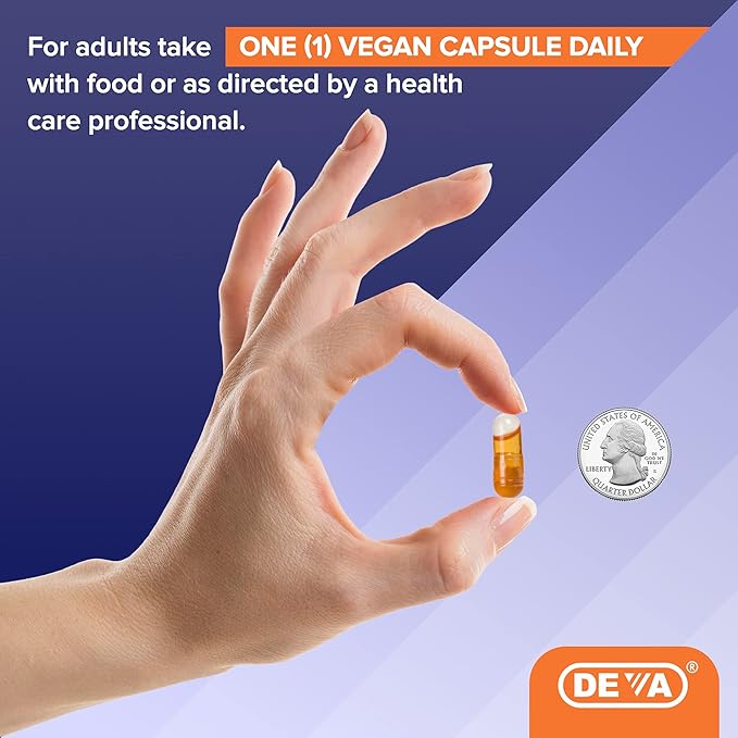 DEVA Vegan Vitamins Natural Vitamin E 400IU with Mixed Tocopherols, Supports Immune System & Skin Nutrition, Natural Antioxidant & Gluten Free, Dairy Free, Non-GMO, 90 Capsules